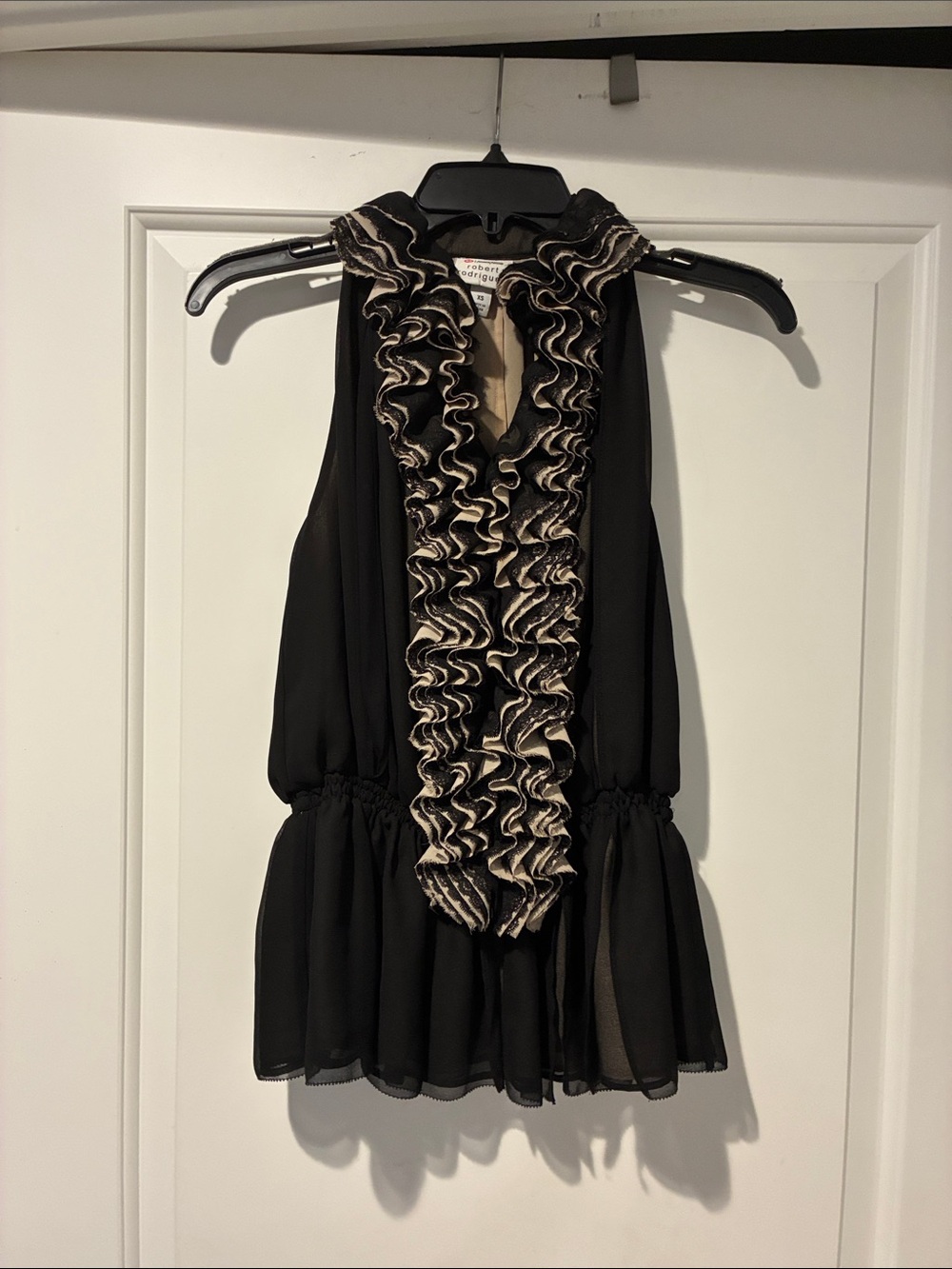 MWOBlack Ruffled Halter Camisole with Contrast Trim